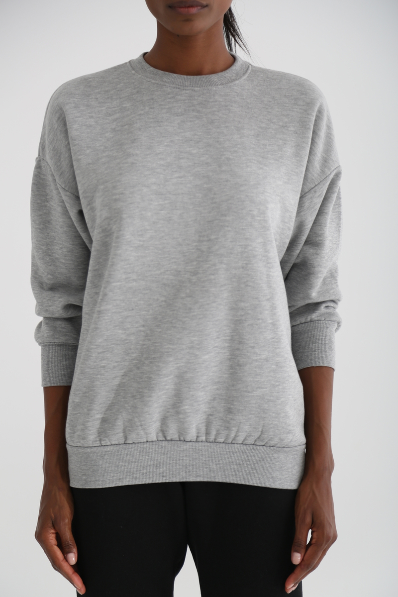 Gri Şardonlu Basic Sweatshirt 3200
