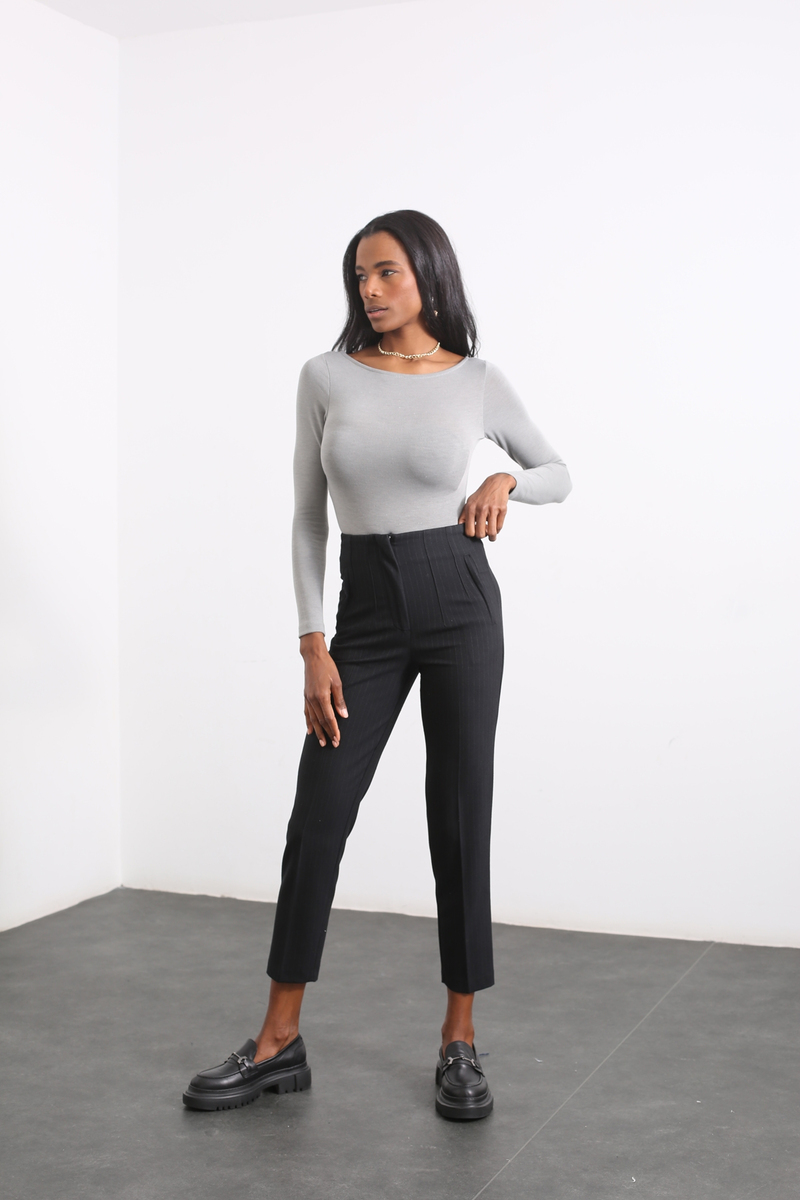 Gri Sırt Detaylı Bodysuit 8253