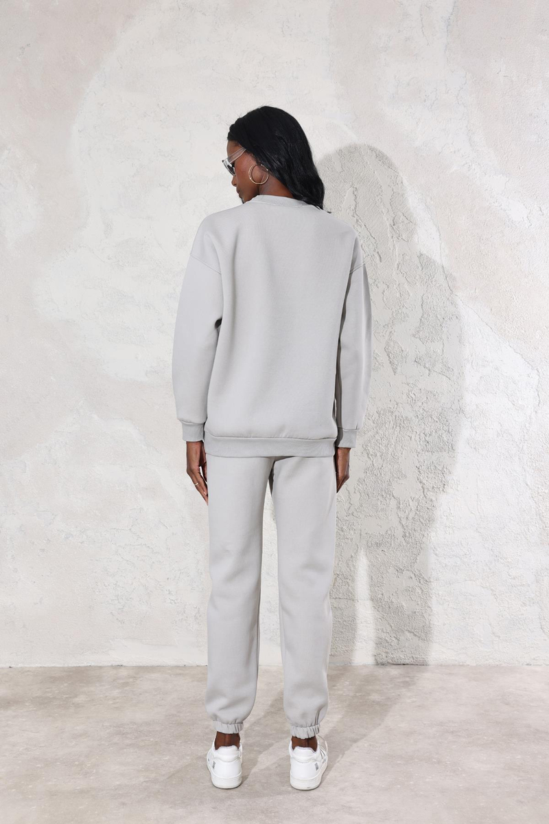 Gri Sweatshirt Jogger Eşofman Takım 3840