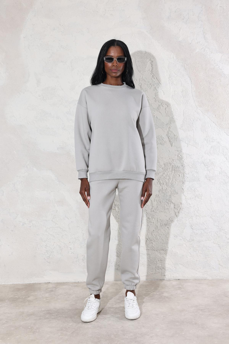 Gri Sweatshirt Jogger Eşofman Takım 3840