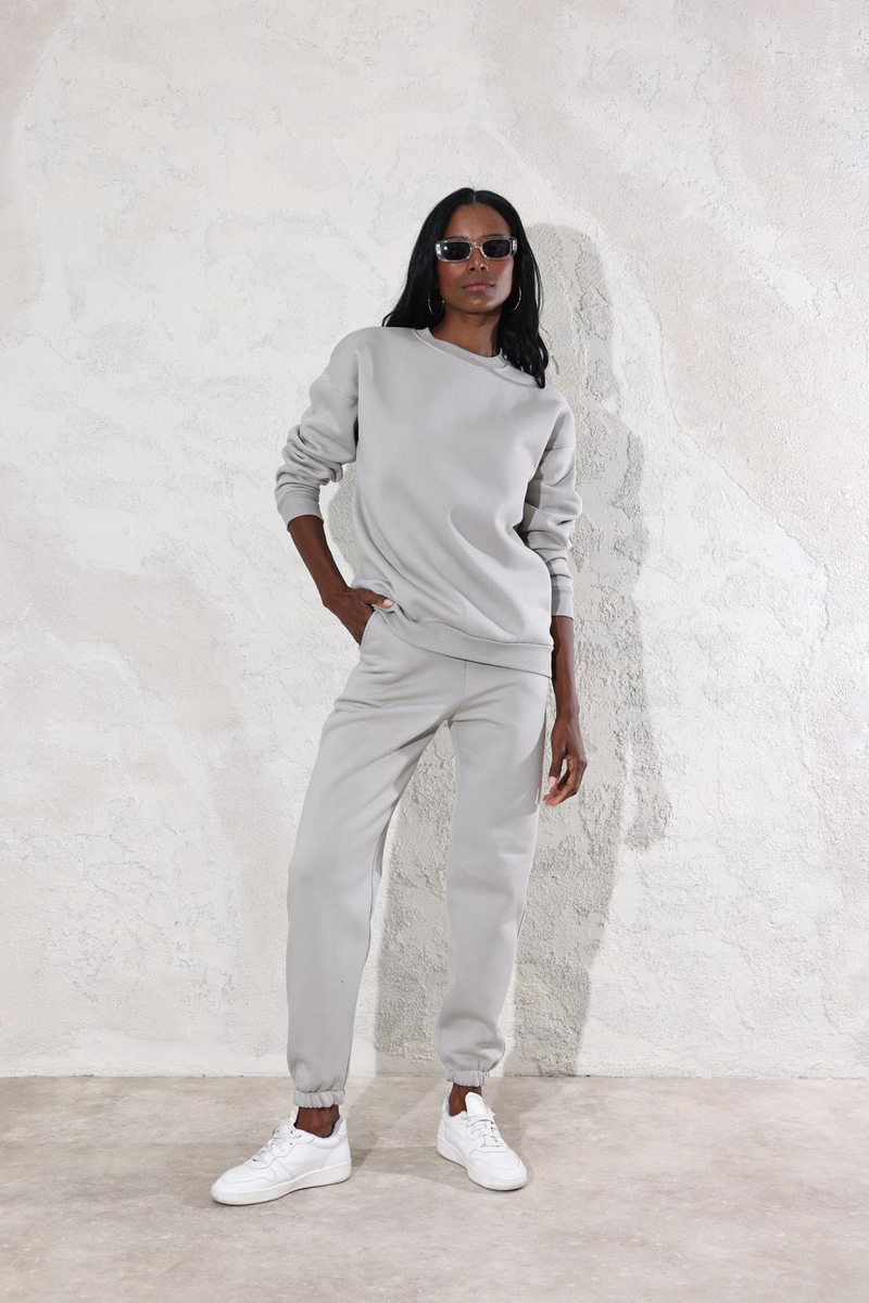 Gri Sweatshirt Jogger Eşofman Takım 3840