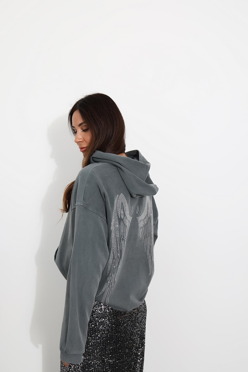 Gri Taş Baskılı Sweatshirt 82081