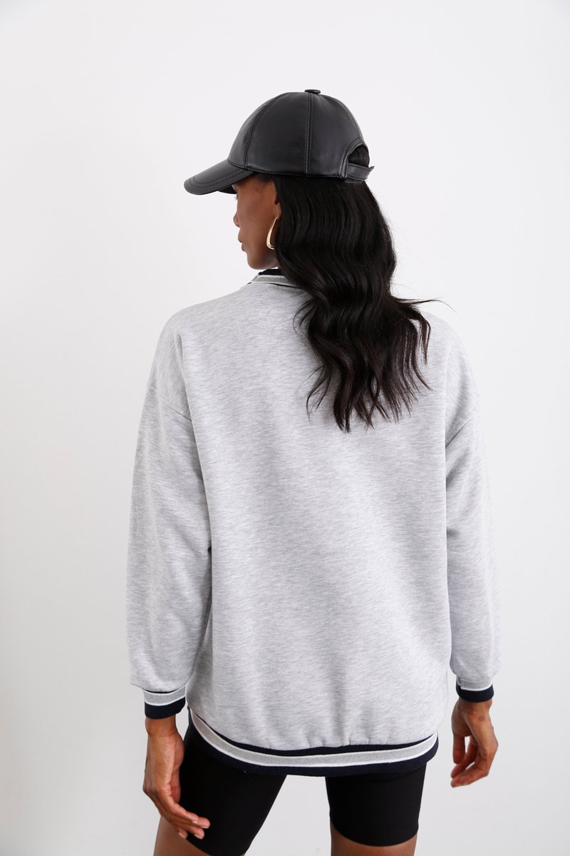 Gri Ucla Baskılı Şardonlu Sweatshirt 3634