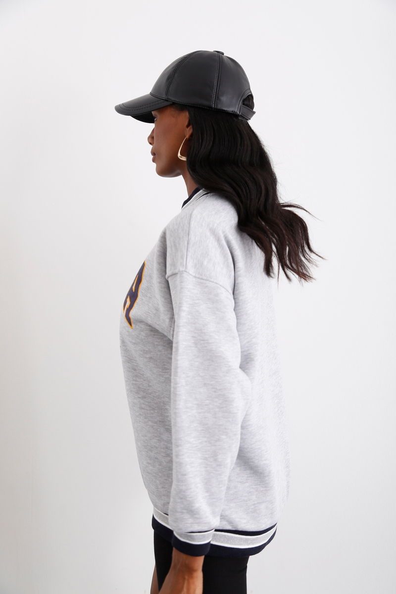 Gri Ucla Baskılı Şardonlu Sweatshirt 3634