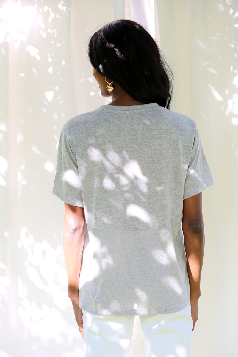 Gri V Yaka Merserize Tshirt 26822