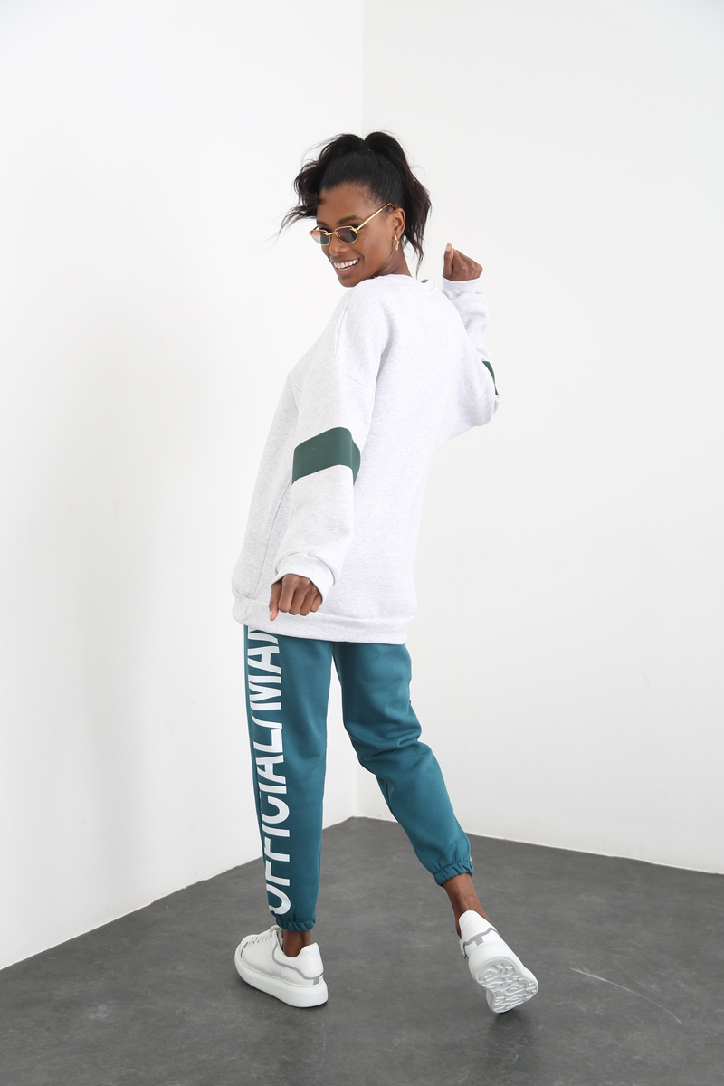 Gri W Baskılı Şardonlu Sweatshirt 
