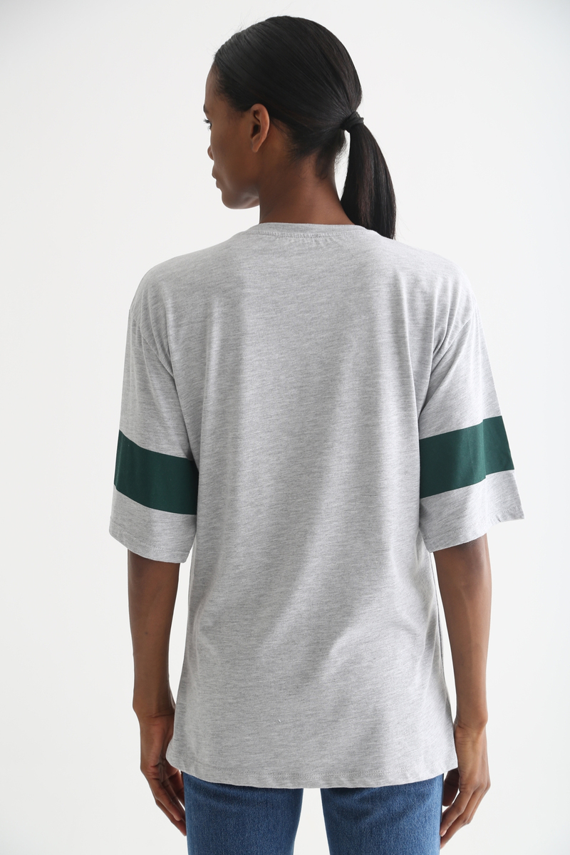 Gri W Baskılı Tshirt 3324
