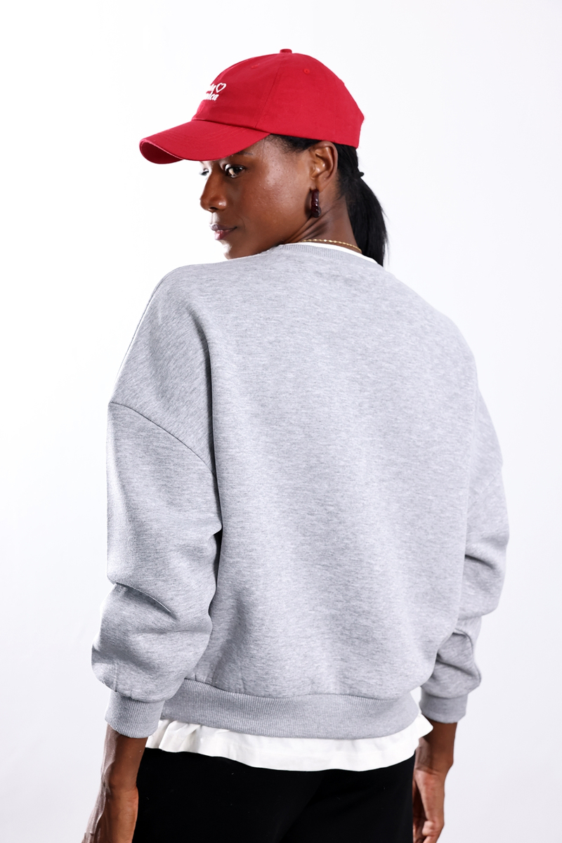Gri Yıldız Baskılı Sweatshirt 02552