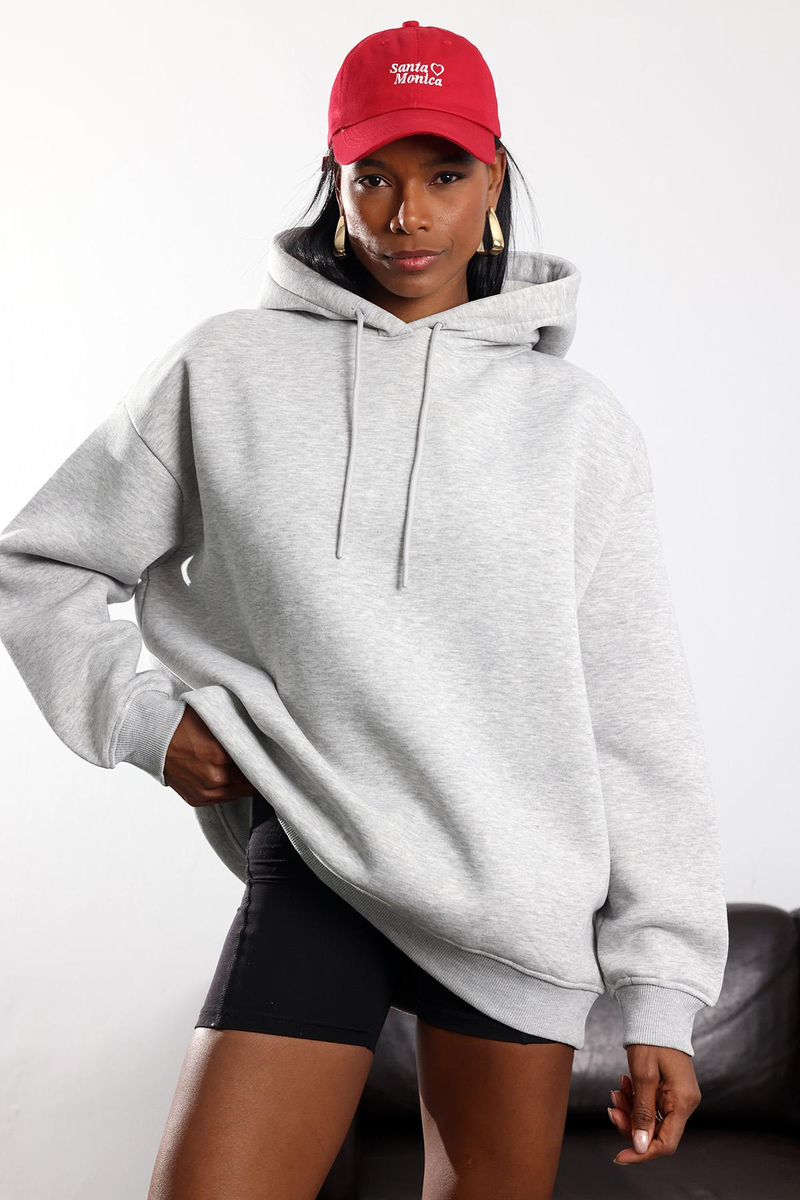 Gri Yıldız İşlemeli Şardonlu Sweatshirt 7538