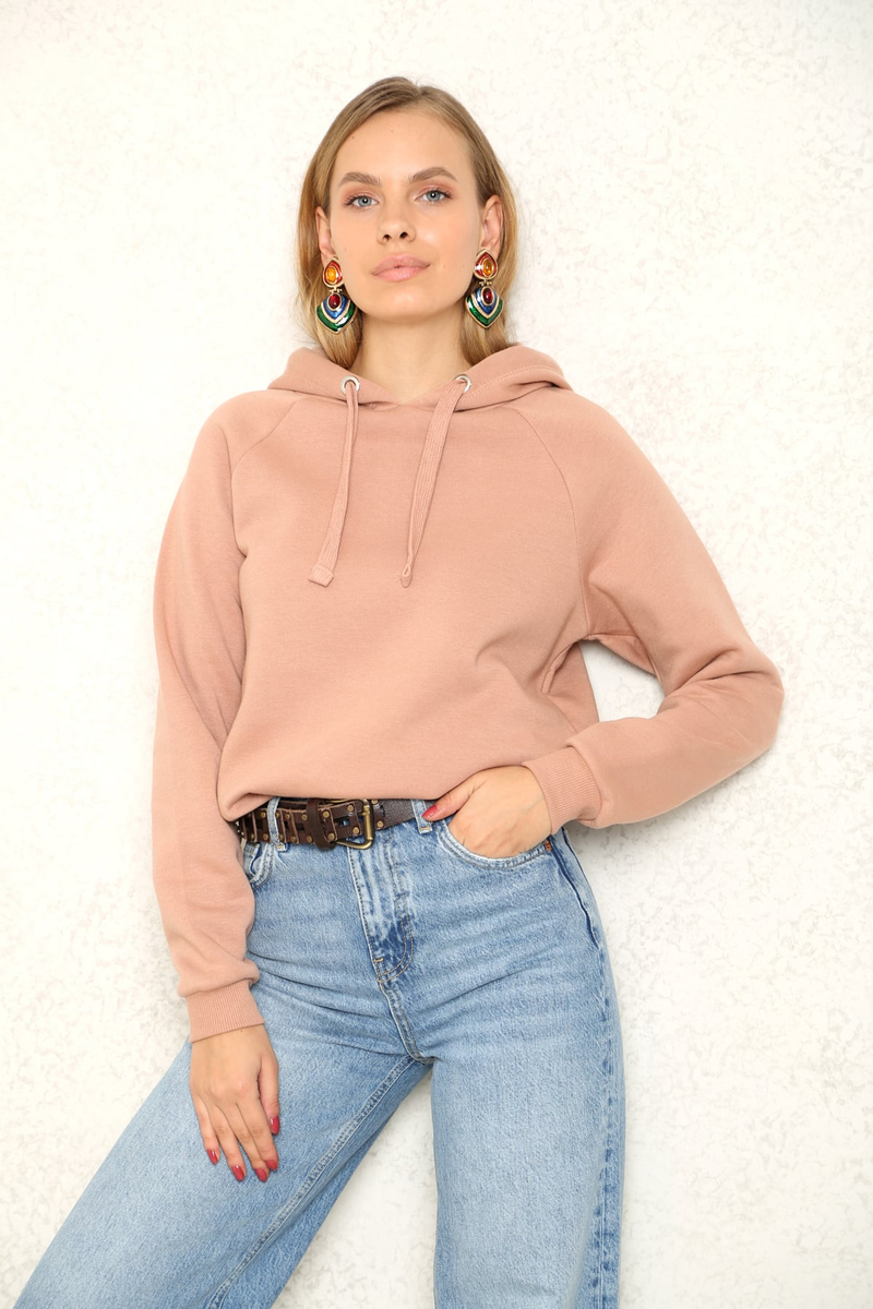 Gül Kurusu Kapşonlu Sweat