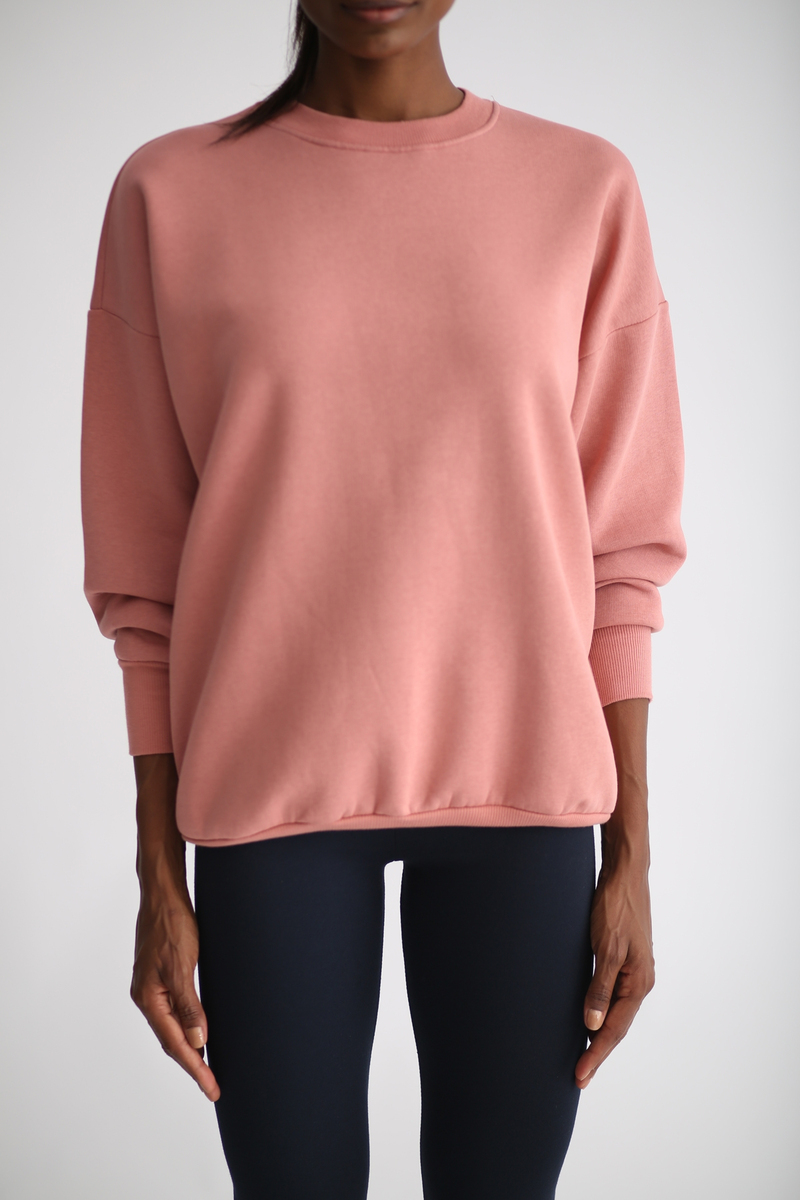 Gül Kurusu Şardonlu Basic Sweatshirt 3200