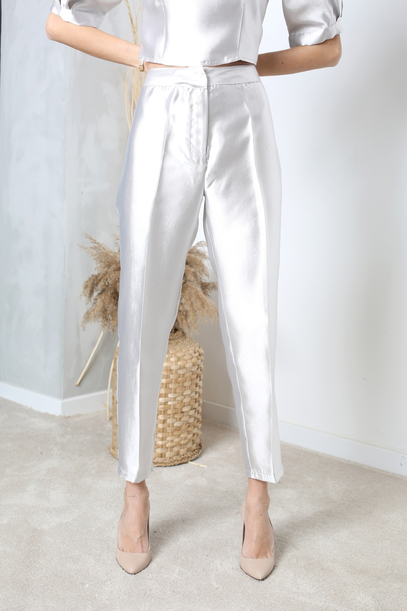 Gümüş Elit Crop Pantolon Takım 