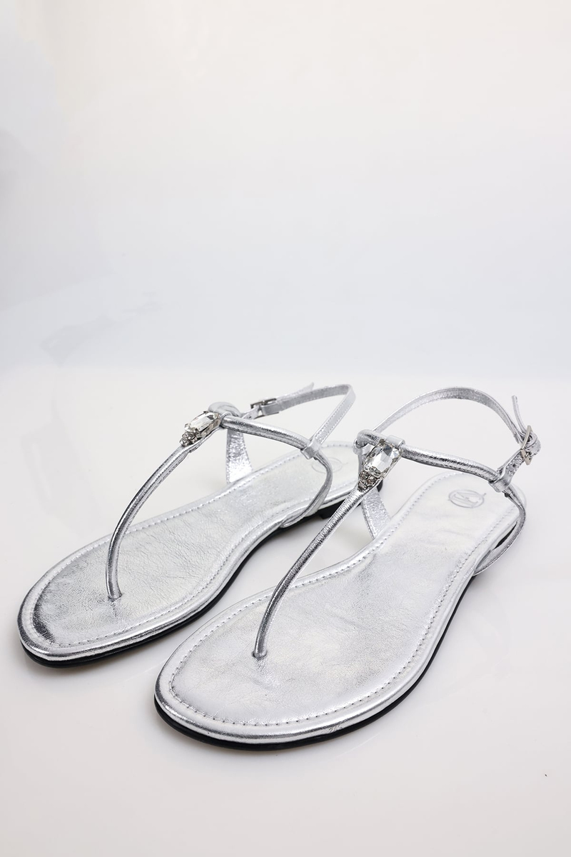 Gümüş Tek Taş Sandalet 26057