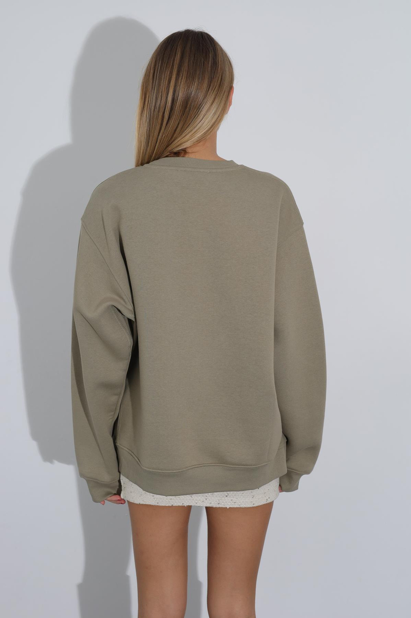 Haki Baskılı Oversize Sweatshirt 0138