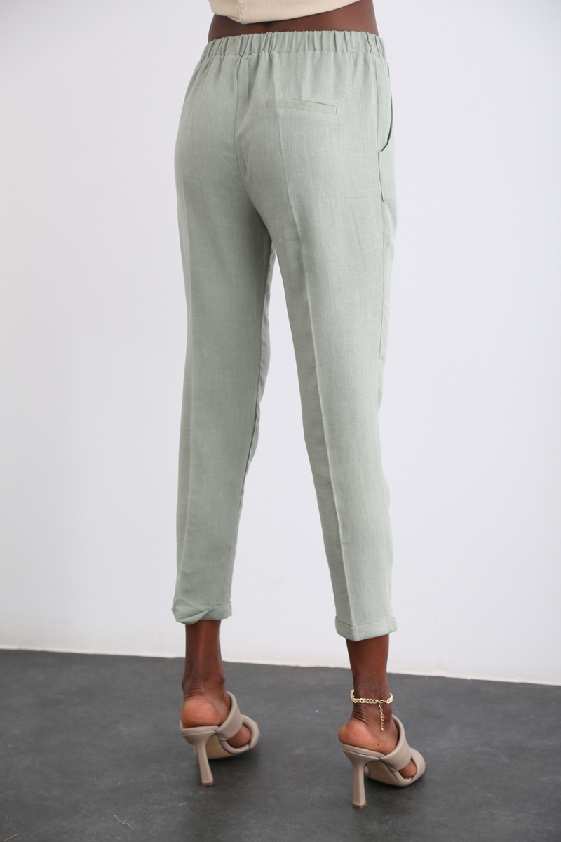 Haki Beli Lastikli Havuç Pantolon 50116