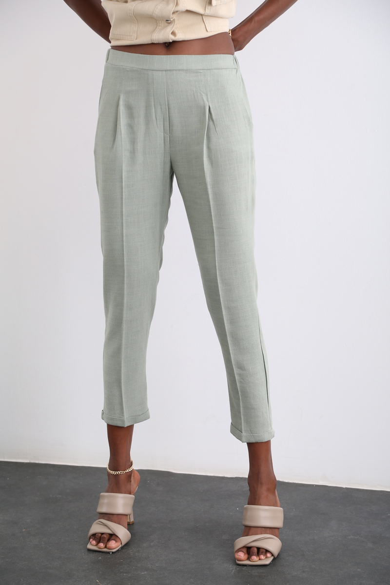 Haki Beli Lastikli Havuç Pantolon 50116