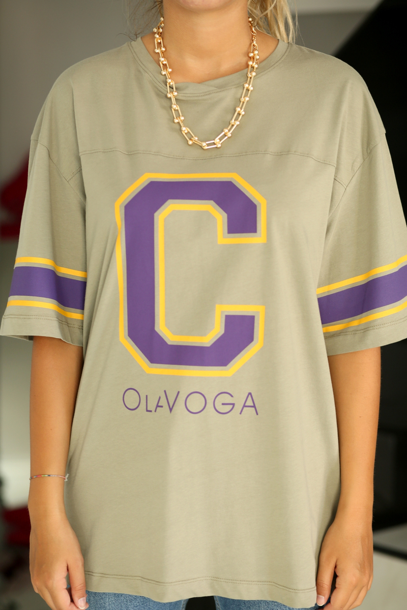 Haki C Logo Oversize Tshirt 