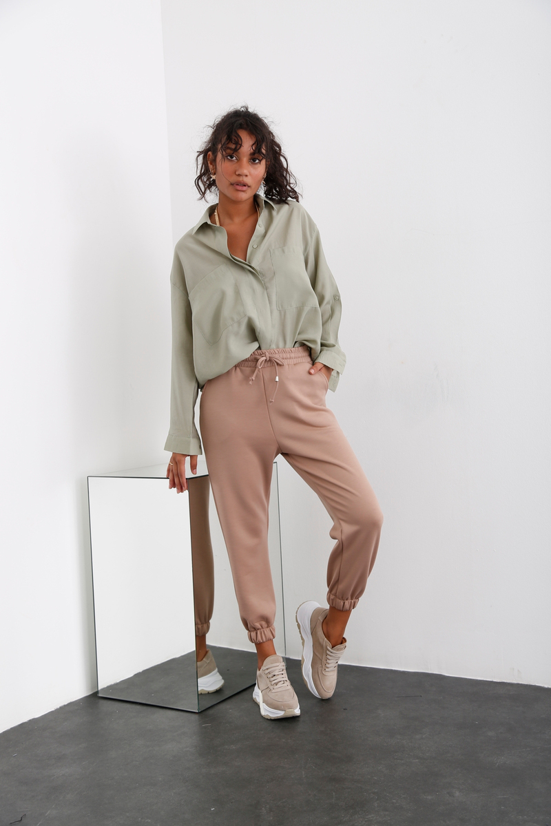 Haki Çift Cepli Oversize Gömlek 3953