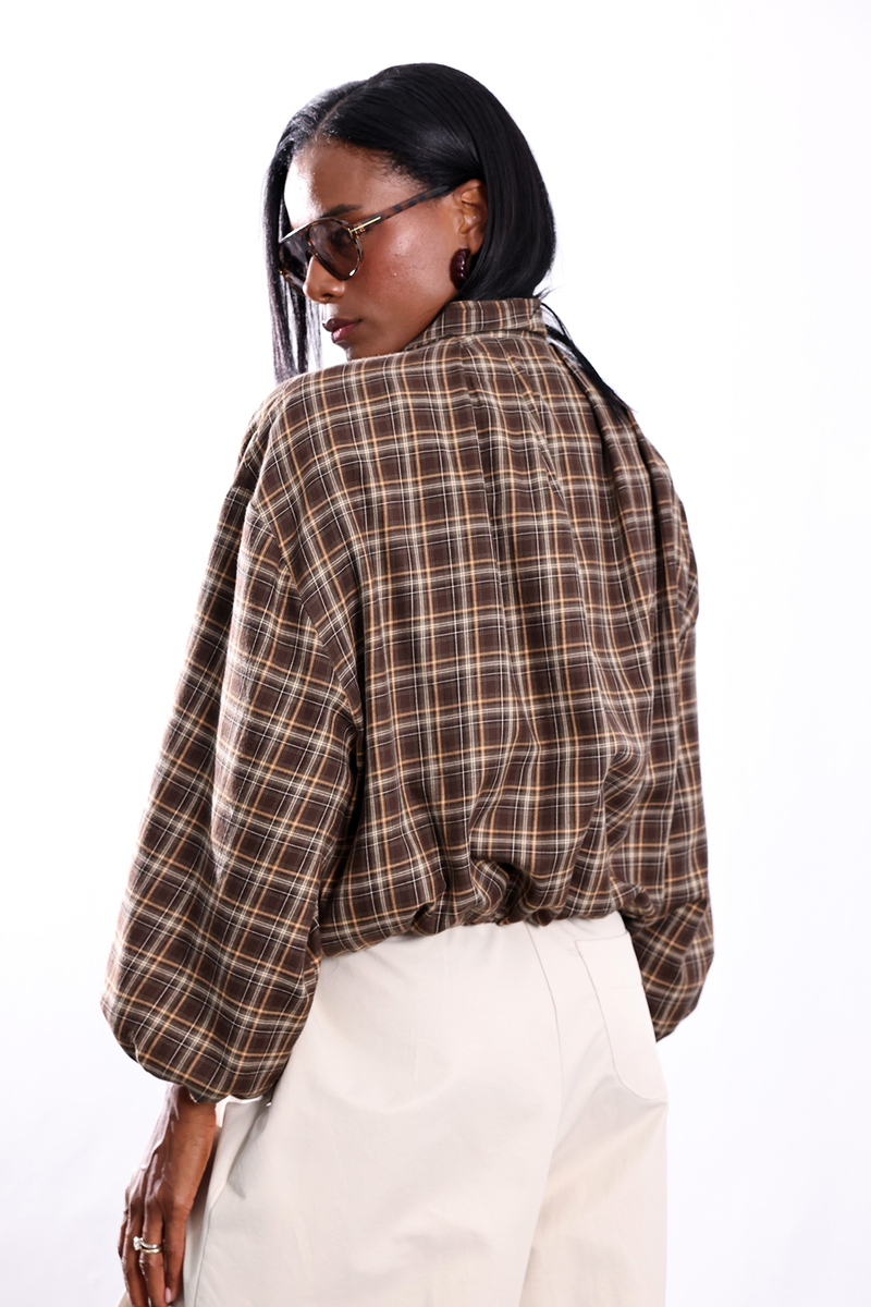 Haki Dik Yaka Ekose Bomber Ceket 9784