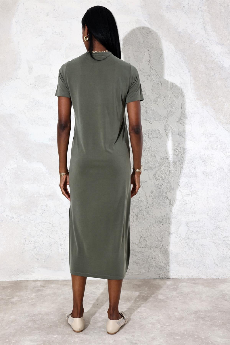 Haki Modal Basic Elbise 8121