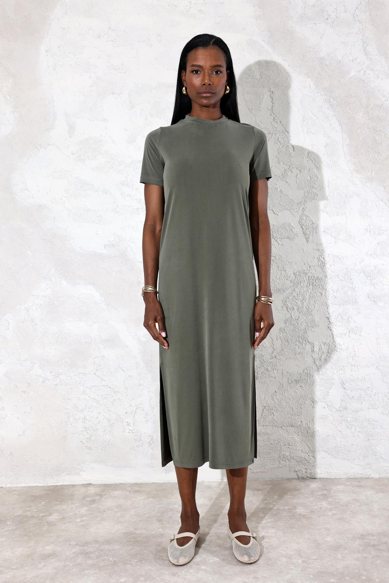 Haki Modal Basic Elbise 8121