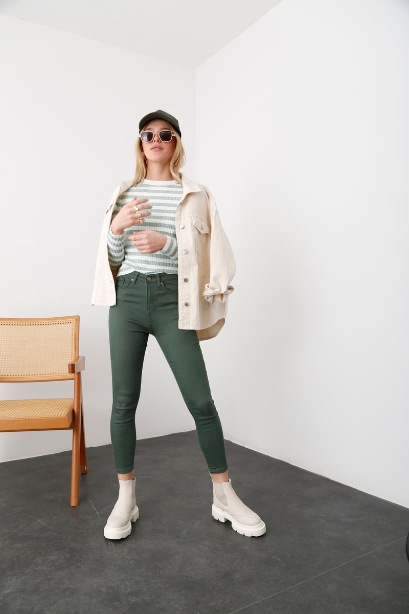 Haki Ultra Likralı Skinny Jean 
