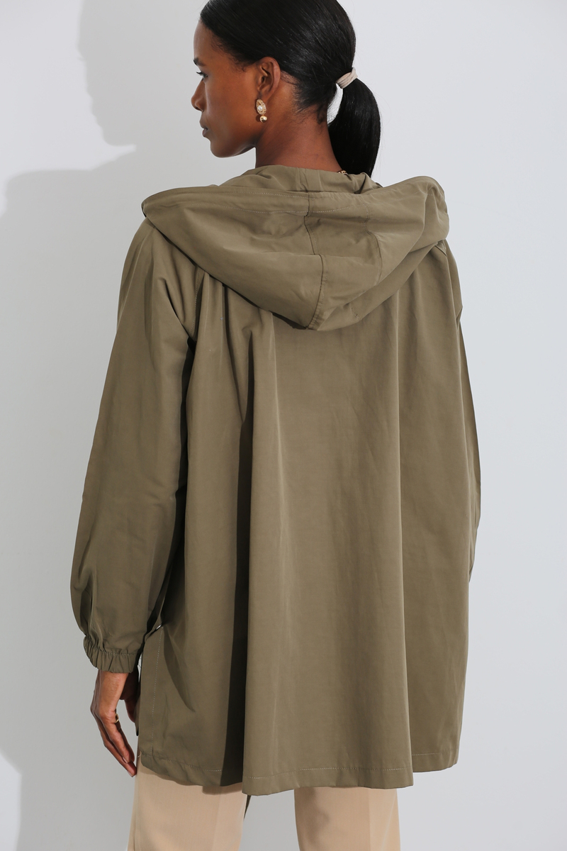 Haki Yanı Çıtçıtlı Trenchcoat 1040