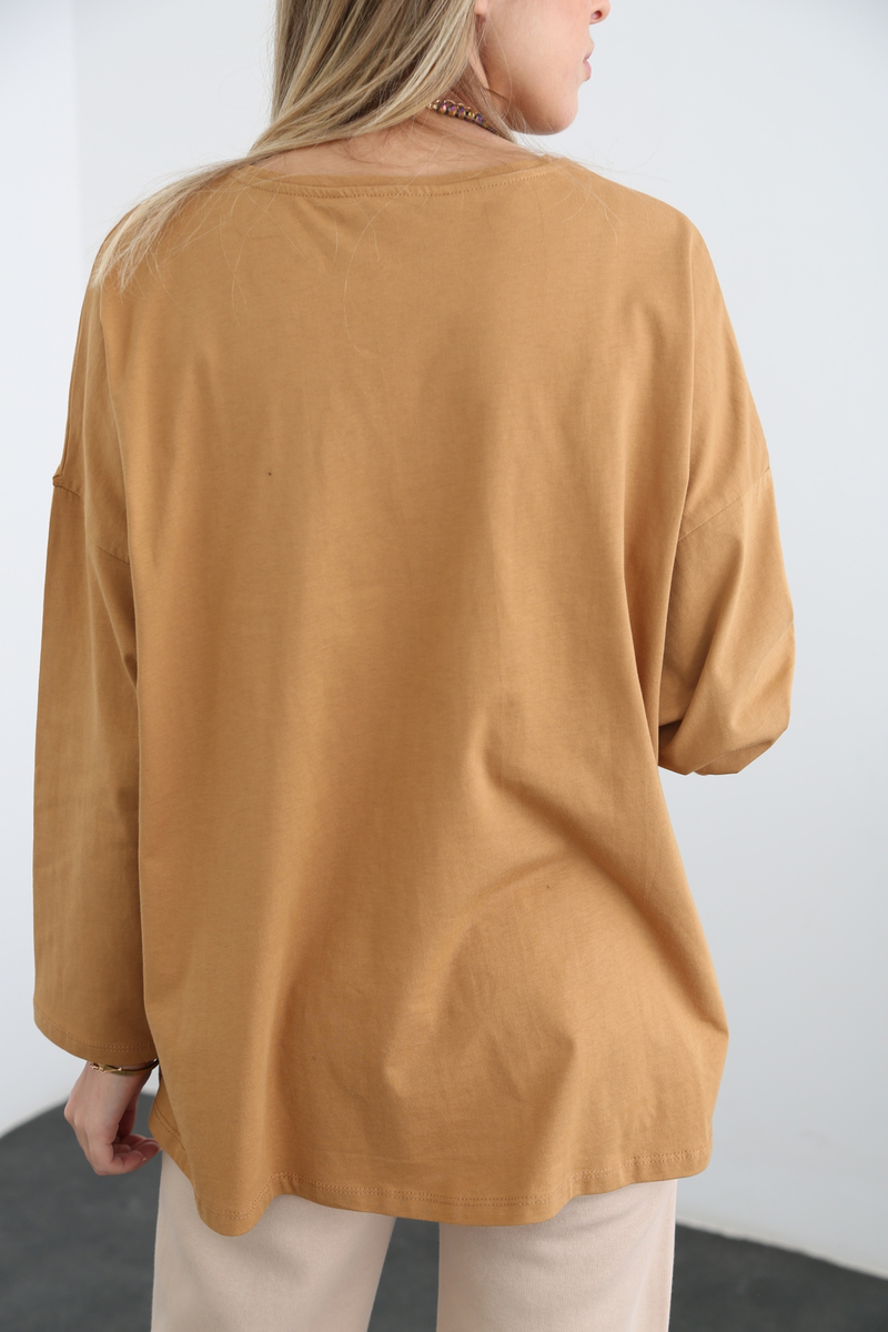 Hardal Uzun Kol Basic Tshirt 0106