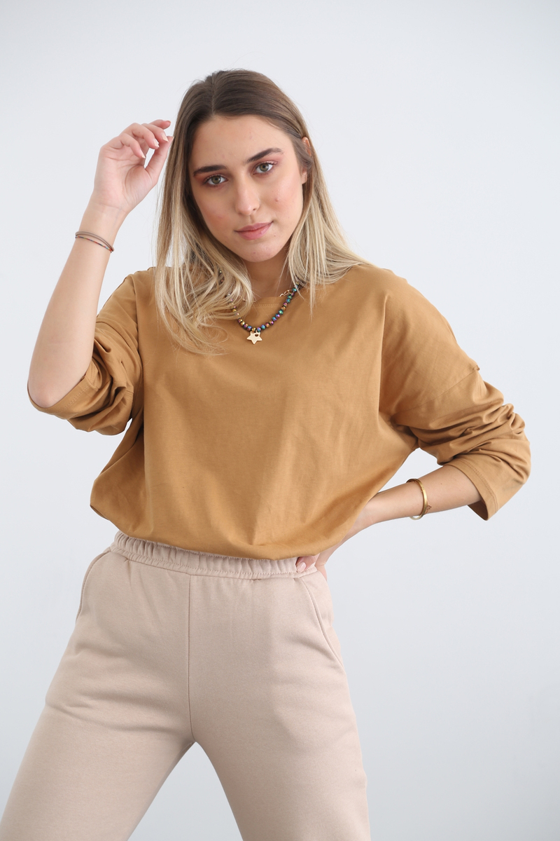 Hardal Uzun Kol Basic Tshirt 0106