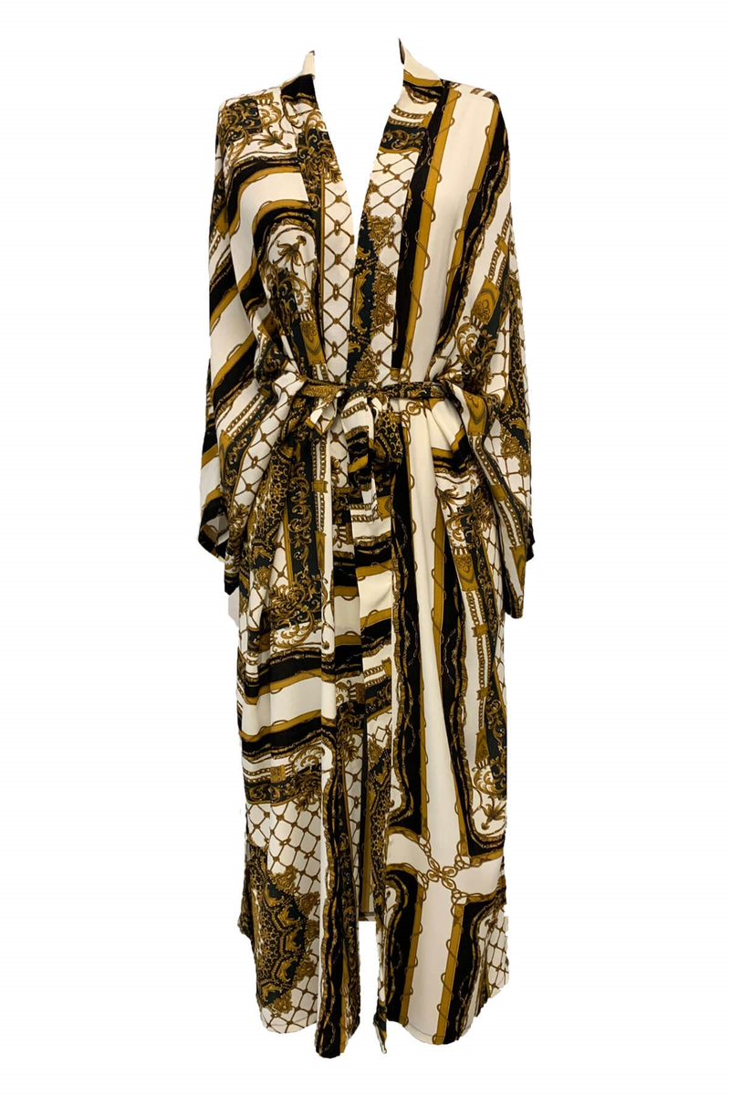 Hardal Zincir Desen Kimono 