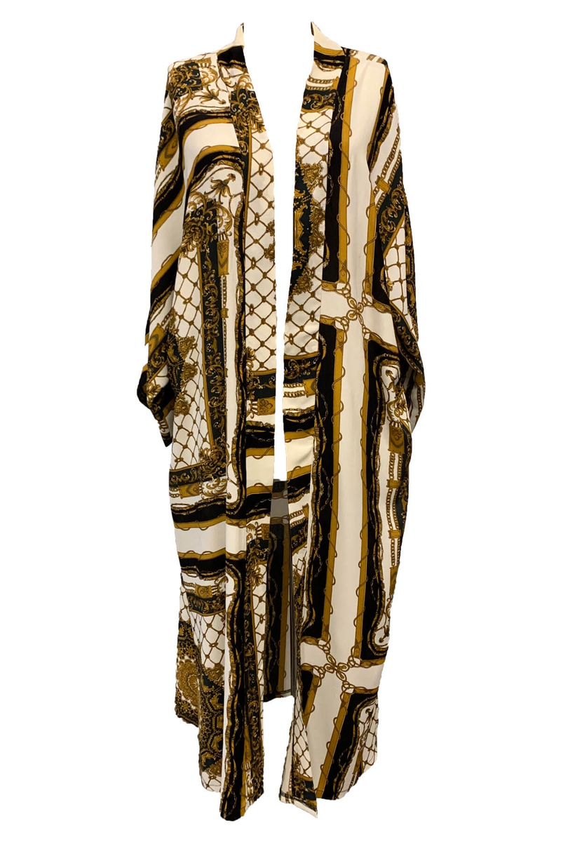 Hardal Zincir Desen Kimono 