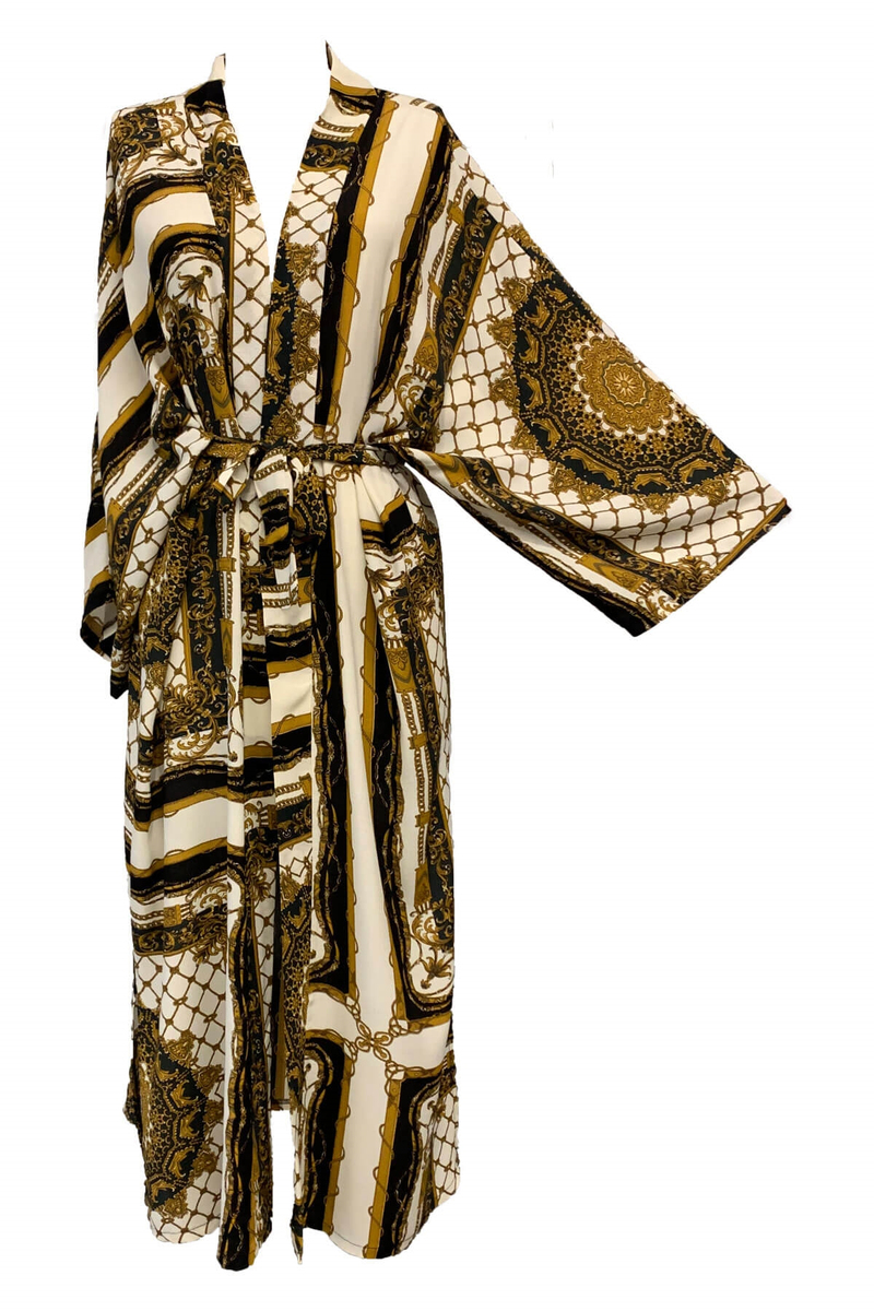 Hardal Zincir Desen Kimono 