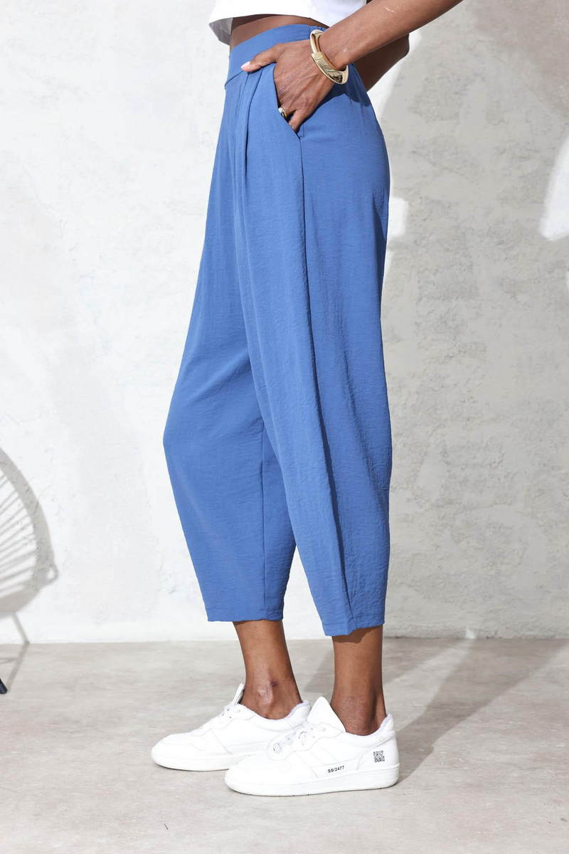 indigo Arka Beli Lastikli Şalvar Pantolon 0226