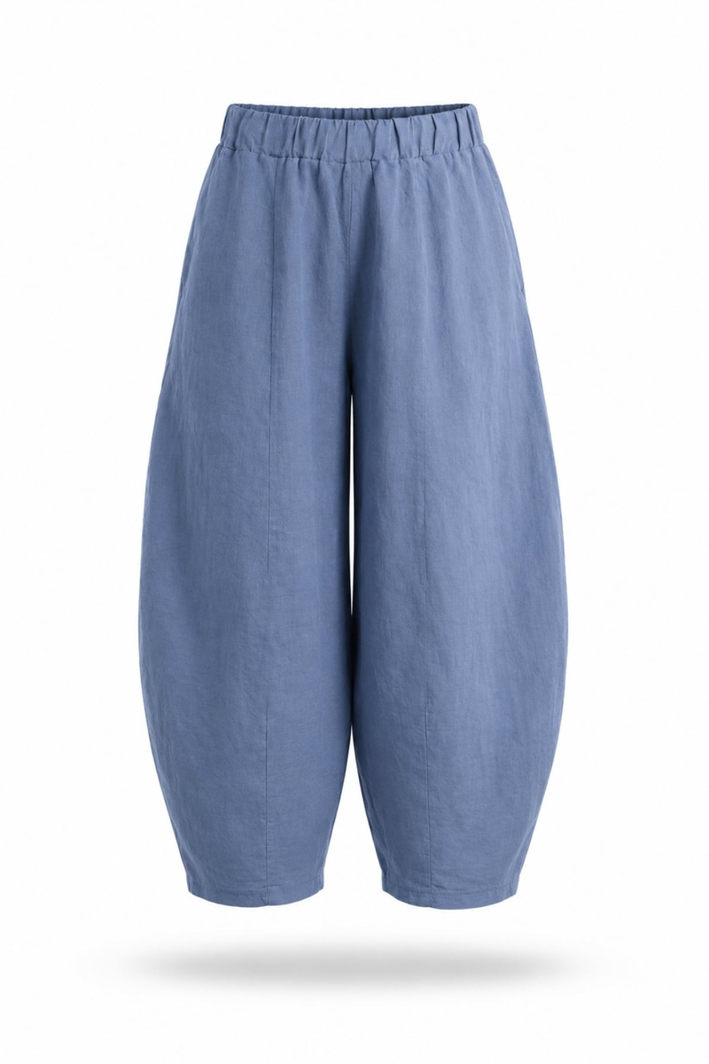 indigo Barrel Kesim Keten Pantolon 0203