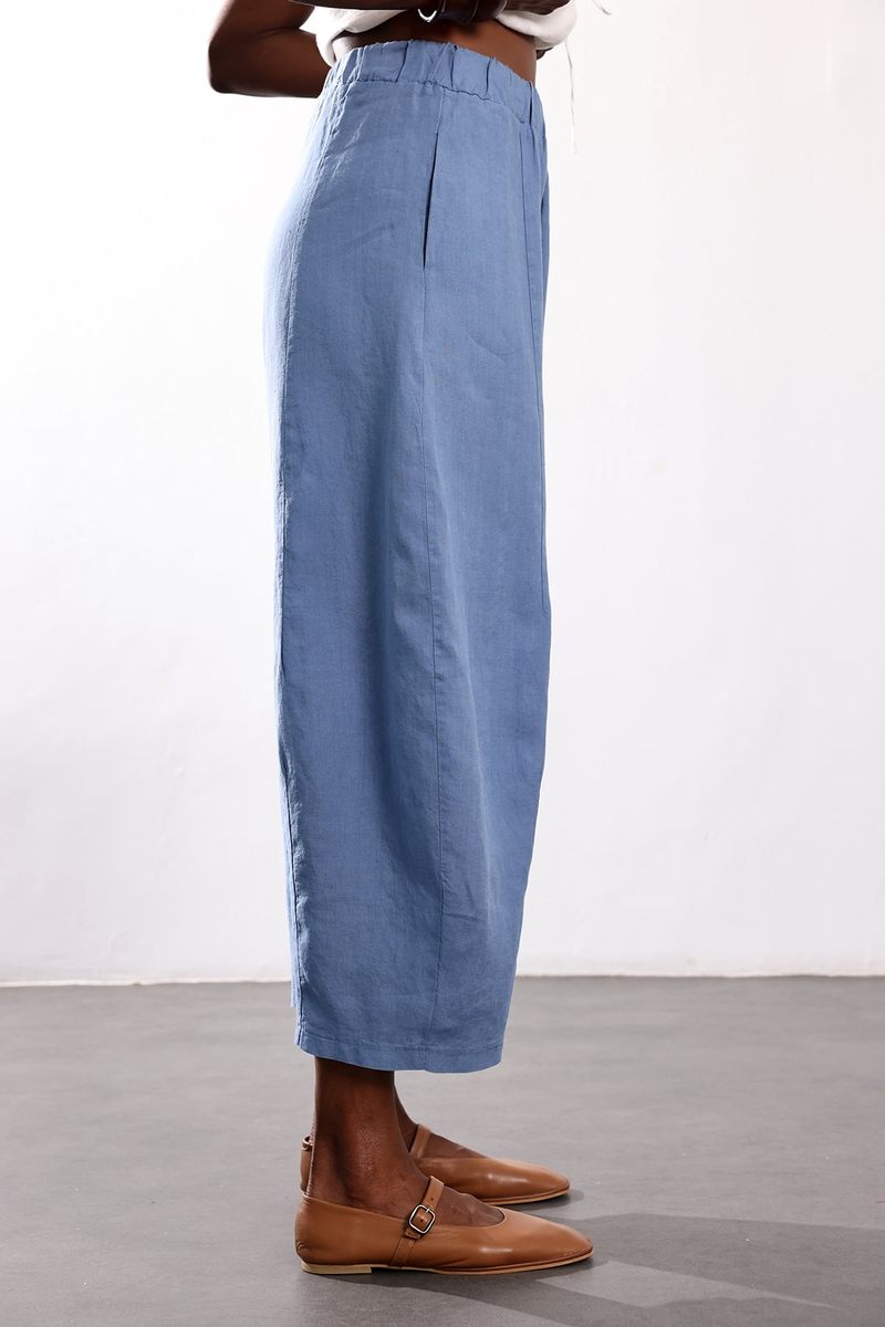 indigo Barrel Kesim Keten Pantolon 0203