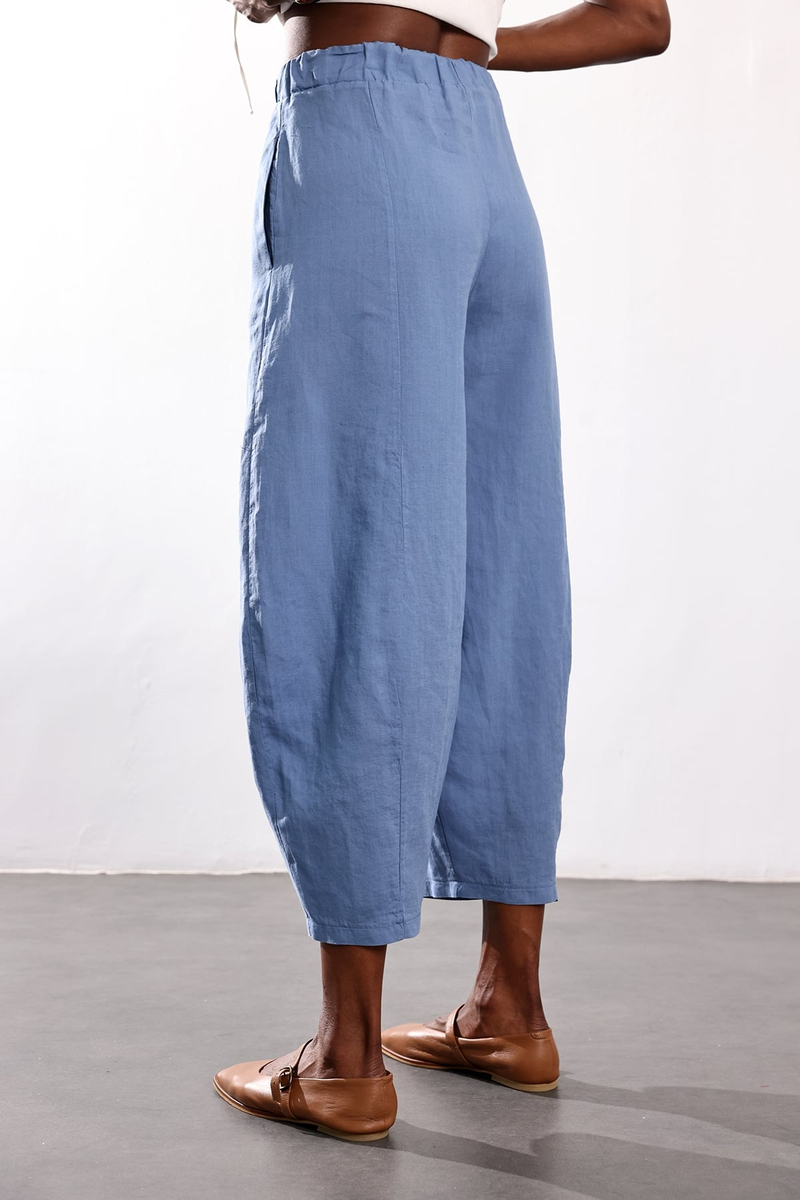 indigo Barrel Kesim Keten Pantolon 0203