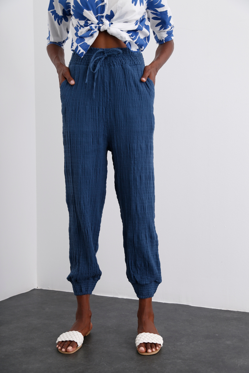 indigo Beli Lastikli Şalvar Pantolon 3716