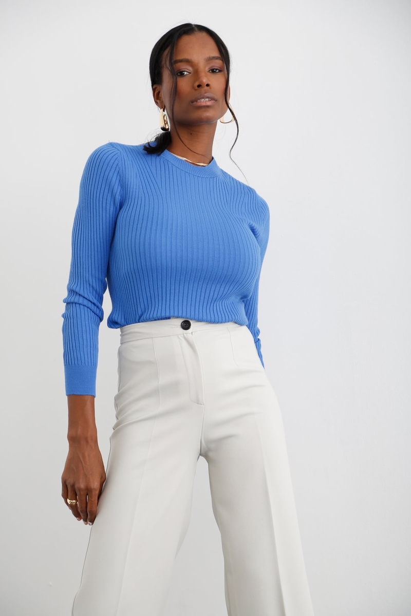 indigo Bisiklet Yaka Fitilli Triko 28033