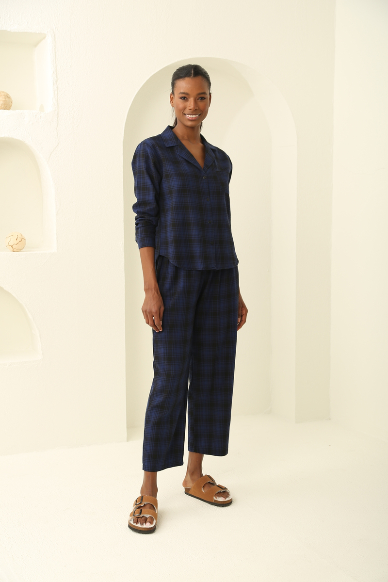 indigo Ekose Pijama Takım 8111