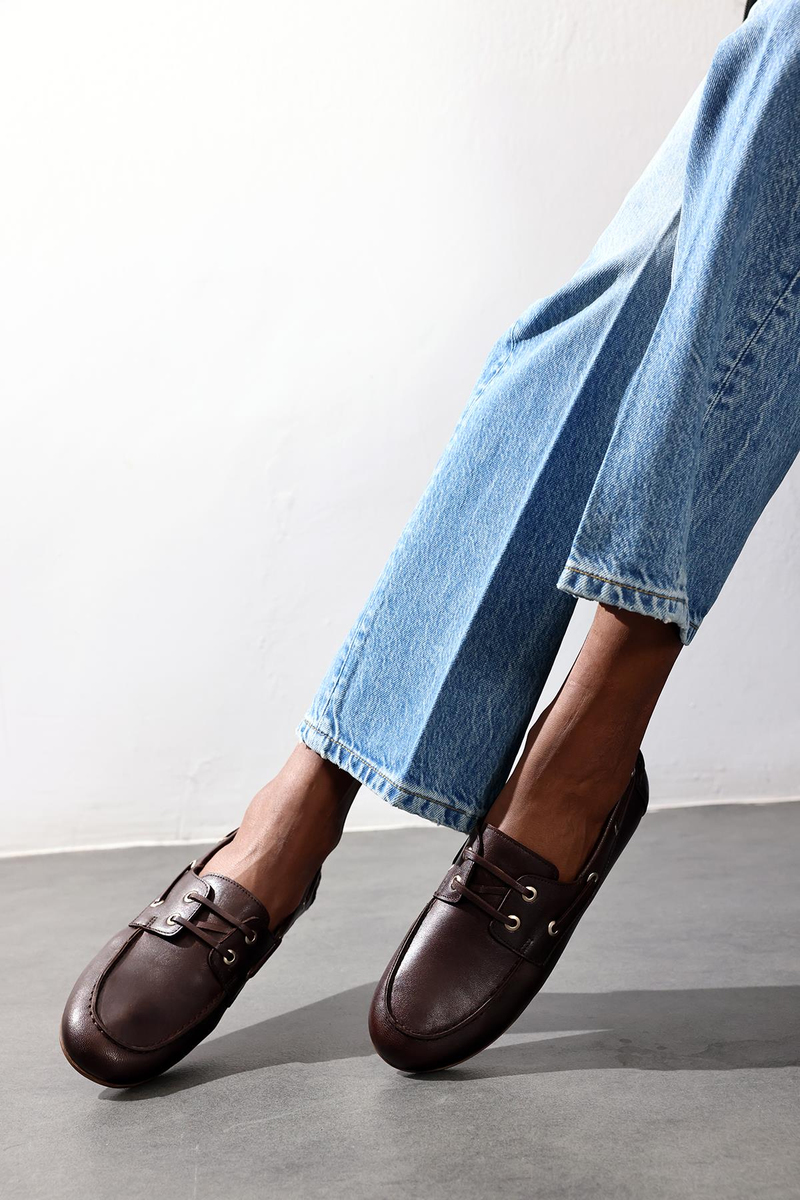 Kahverengi Bağcıklı Deri Makosen 24171