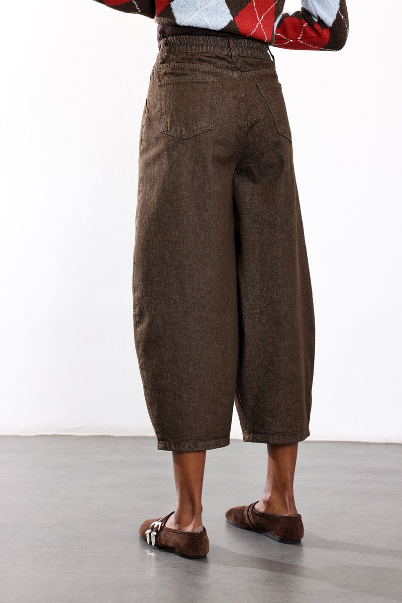Kahverengi Barrel Jean 0107