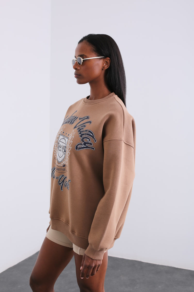 Kahverengi Baskılı Sweatshirt 15