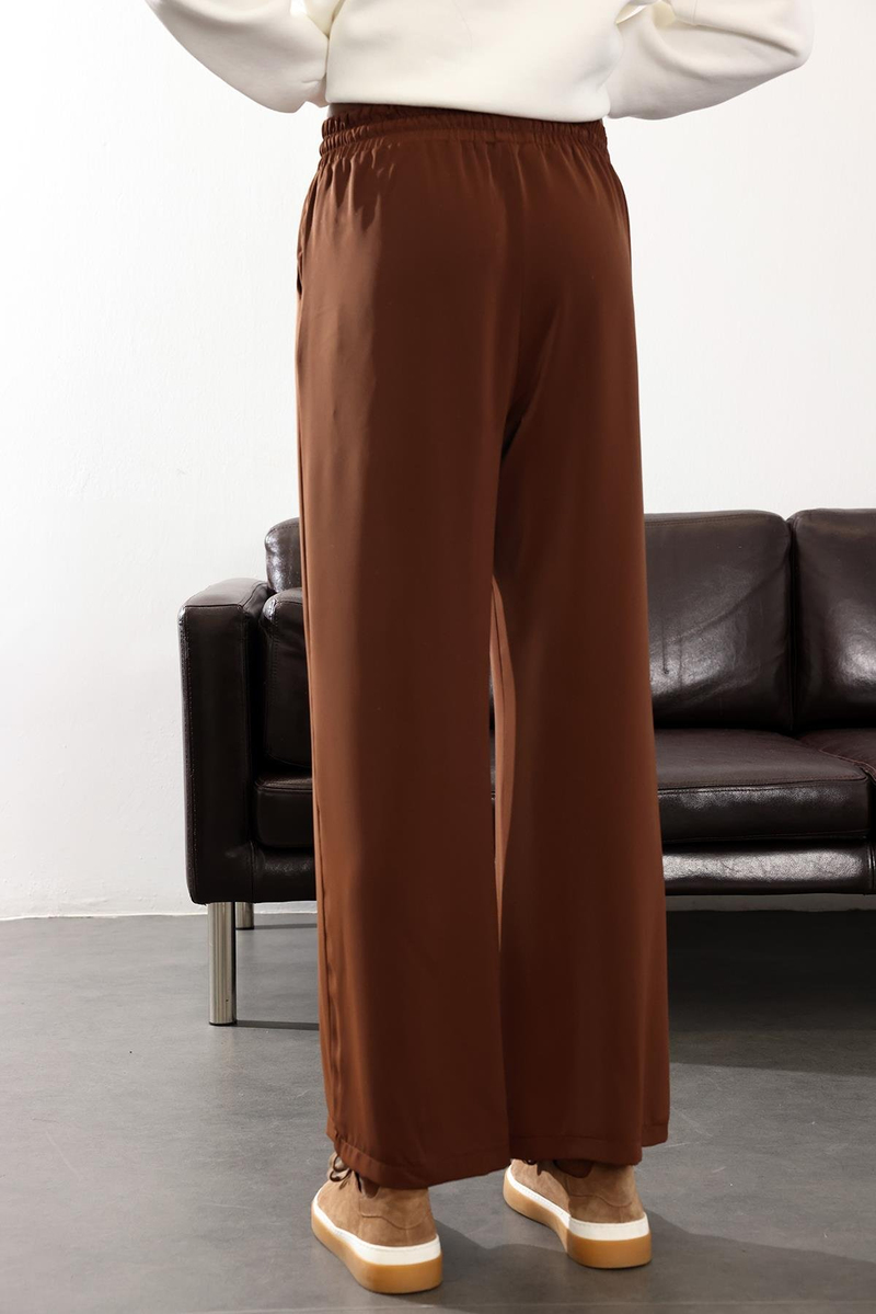 Kahverengi Beli Lastikli Kırışmaz Rahat Pantolon 70858