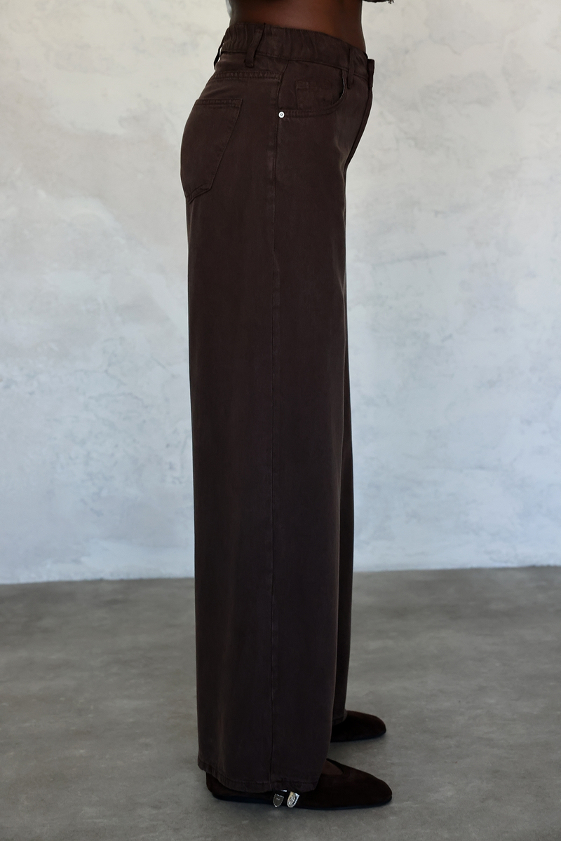 Kahverengi Beli Lastikli Tensel Jean 01073