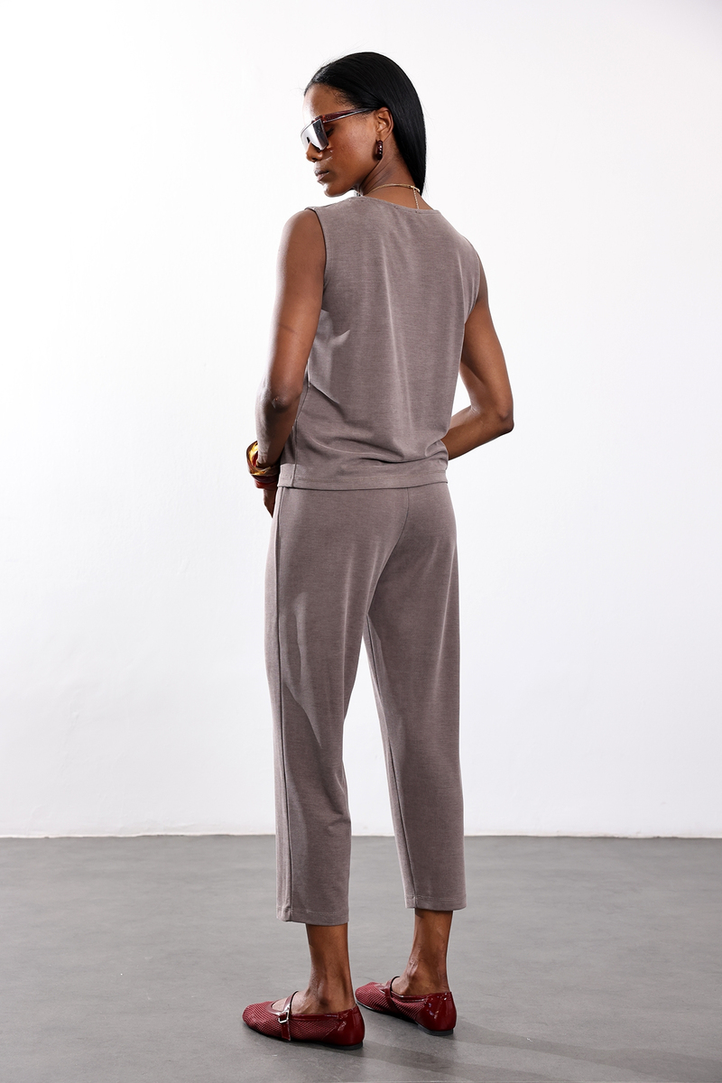 Kahverengi Bluz Pantolon Modal Takım 7272