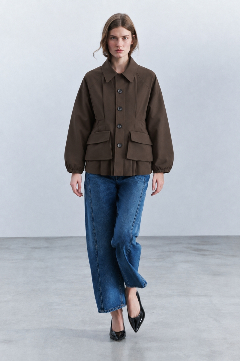 Kahverengi Cepli Gabardin Ceket 9764