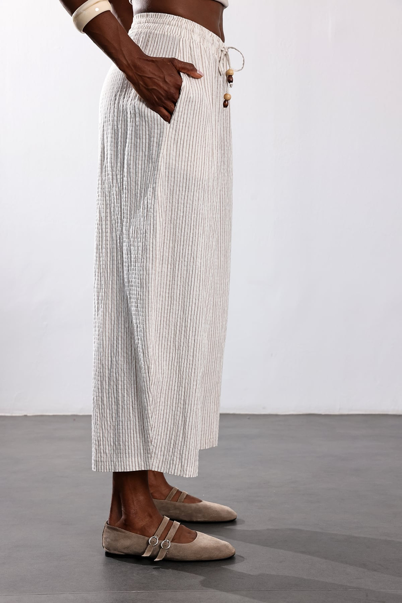 Kahverengi Çizgili Barrel Pantolon 51427