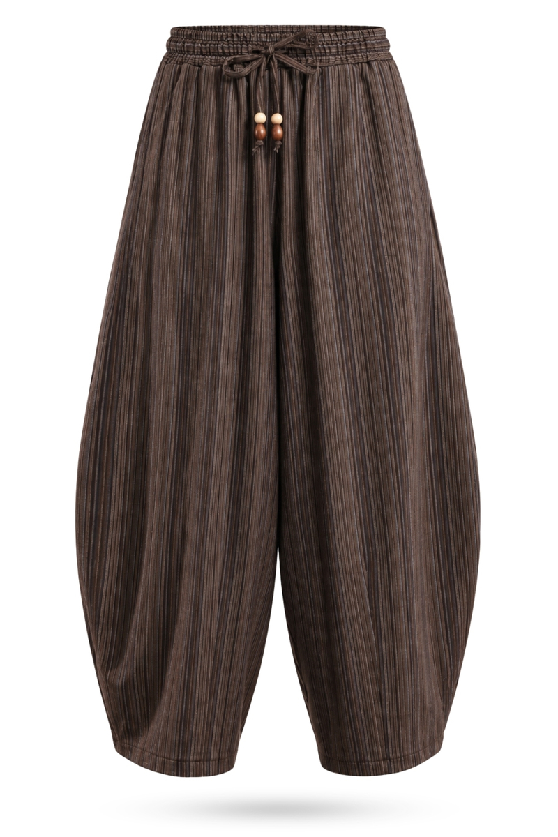 Kahverengi Çizgili Barrel Pantolon 51512