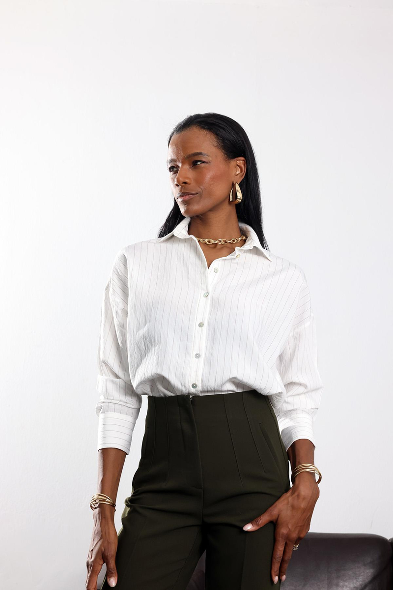 Kahverengi Dökümlü Çizgili Gömlek 17013