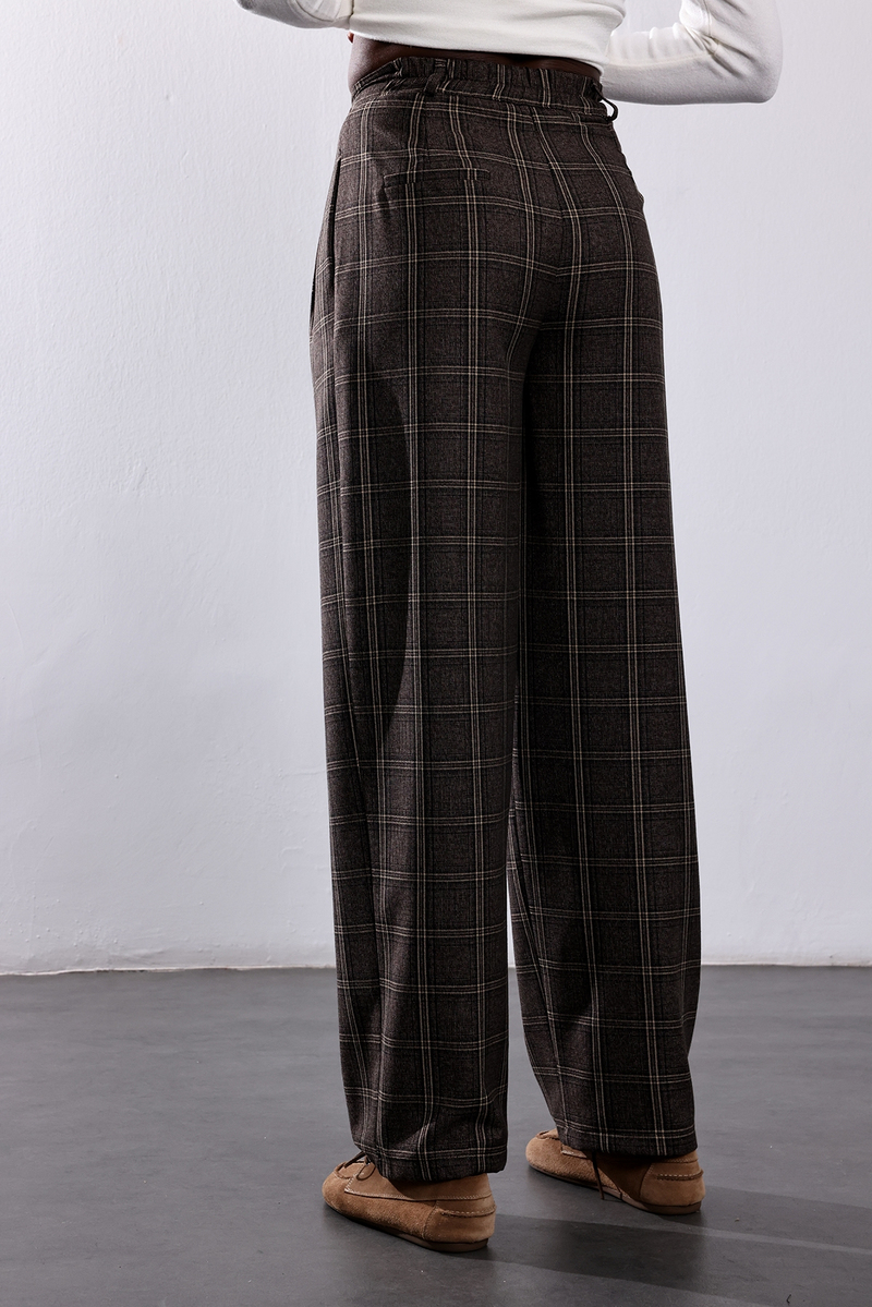 Kahverengi Ekose Desen Pantolon 0057
